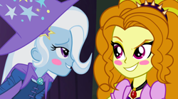 Size: 1280x714 | Tagged: safe, artist:themexicanpunisher, character:adagio dazzle, character:trixie, ship:triagio, equestria girls:rainbow rocks, g4, my little pony: equestria girls, my little pony:equestria girls, female, lesbian, shipping