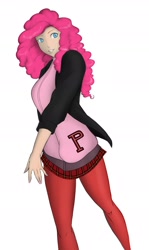 Size: 1404x2360 | Tagged: safe, artist:eve-ashgrove, character:pinkie pie, species:human, ann takamaki, clothing, female, humanized, persona, persona 5, reference, simple background, smiling, solo