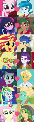 Size: 1168x4184 | Tagged: safe, artist:themexicanpunisher, character:applejack, character:flash sentry, character:fluttershy, character:pinkie pie, character:ragamuffin, character:rainbow dash, character:rarity, character:sandalwood, character:sunset shimmer, character:timber spruce, character:twilight sparkle, character:twilight sparkle (scitwi), character:zephyr breeze, species:eqg human, ship:flashimmer, ship:rarimuffin, ship:timbertwi, episode:accountibilibuddies, episode:how to backstage, episode:inclement leather, episode:overpowered, episode:pet project, episode:twilight under the stars, eqg summertime shorts, equestria girls:equestria girls, equestria girls:legend of everfree, equestria girls:rainbow rocks, equestria girls:spring breakdown, g4, my little pony: equestria girls, my little pony:equestria girls, spoiler:choose your own ending (season 2), spoiler:eqg series (season 2), accountibilibuddies: rainbow dash, appledirk, cake, camp everfree logo, camp everfree outfits, clothing, crack shipping, dirk thistleweed, female, food, geode of sugar bombs, geode of super speed, geode of super strength, magical geodes, male, pinkiebass, ponytail, ragamuffin (equestria girls), sandalshy, shipping, shipping domino, straight, thunderbass, zephdash