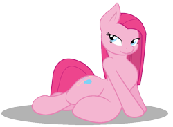 Size: 839x617 | Tagged: safe, artist:joey darkmeat, artist:megamastercj, character:pinkamena diane pie, character:pinkie pie, species:earth pony, species:pony, bedroom eyes, chest fluff, female, lying down, mare, sexy, stupid sexy pinkie, thick, thighs, vector