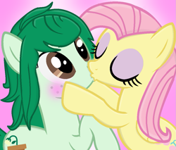 Size: 961x820 | Tagged: safe, artist:grapefruitface1, artist:infinitybases, base used, character:fluttershy, character:wallflower blush, species:pony, ship:flutterblush, blushing, female, kissing, lesbian, shipping