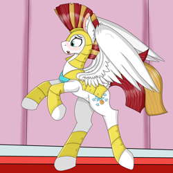 Size: 5000x5000 | Tagged: safe, artist:cuddlelamb, oc, oc:cuddlelamb, species:pegasus, species:pony, armor, blushing, dock, open mouth, pacifier, rearing, royal guard, solo
