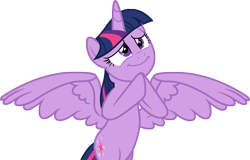 Size: 5000x3202 | Tagged: safe, artist:luckreza8, character:twilight sparkle, character:twilight sparkle (alicorn), species:alicorn, species:pony, episode:made in manehattan, g4, my little pony: friendship is magic, .svg available, cute, female, hind legs, hooves together, simple background, solo, spread wings, transparent background, twiabetes, vector, wings