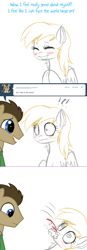 Size: 780x2252 | Tagged: safe, artist:ask-theponydoctor, artist:jitterbugjive, character:derpy hooves, character:doctor whooves, character:time turner, species:pony, lovestruck derpy, ask, blood, foaming at the mouth, nosebleed, tumblr