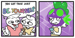 Size: 1000x504 | Tagged: safe, artist:memnoch, edit, character:spike, comic, dj scales and tail, dragon costume, stonetoss