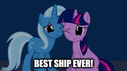 Size: 888x499 | Tagged: safe, artist:navitaserussirus, edit, character:trixie, character:twilight sparkle, ship:twixie, best ship, caption, female, image macro, lesbian, meme, shipping, text