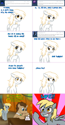 Size: 1562x3008 | Tagged: safe, artist:jitterbugjive, character:derpy hooves, character:doctor whooves, character:time turner, species:pegasus, species:pony, lovestruck derpy, ask, crossover, doctor who, female, food, foreshadowing, implied twilight sparkle, mare, marshmallow, tardis, tardis console room, tardis control room, teary eyes, the doctor, tumblr
