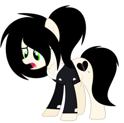 Size: 2404x2396 | Tagged: safe, artist:lazuli, artist:rukemon, base used, oc, oc only, oc:black patches, species:earth pony, species:pony, clothing, commission, female, hoodie, mare, open mouth, scar, simple background, solo, transparent background