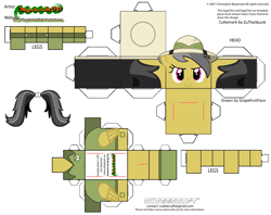 Size: 2979x2354 | Tagged: safe, artist:grapefruitface1, part of a set, character:daring do, species:pony, arts and crafts, clothing, craft, cubeecraft, hat, papercraft, template