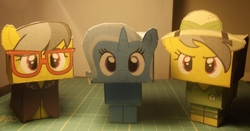 Size: 1200x630 | Tagged: safe, artist:grapefruitface1, character:a.k. yearling, character:daring do, character:trixie, arts and crafts, craft, cubeecraft, irl, papercraft, photo, toy