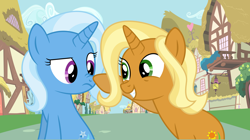 Size: 8000x4495 | Tagged: safe, artist:themexicanpunisher, idw, character:sunflower spectacle, character:trixie, species:pony, g4, boop, female, like mother like daughter, mother and daughter
