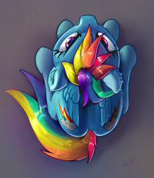 Size: 2031x2356 | Tagged: safe, artist:xbi, character:rainbow dash, species:pegasus, species:pony, both cutie marks, female, looking at you, looking up, looking up at you, mare, sitting, solo, top down