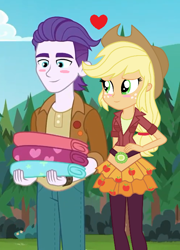 Size: 492x684 | Tagged: safe, artist:themexicanpunisher, edit, edited screencap, screencap, character:applejack, episode:accountibilibuddies, g4, my little pony: equestria girls, my little pony:equestria girls, spoiler:choose your own ending (season 2), spoiler:eqg series (season 2), accountibilibuddies: snips, appledirk, cropped, dirk thistleweed, female, male, shipping, straight