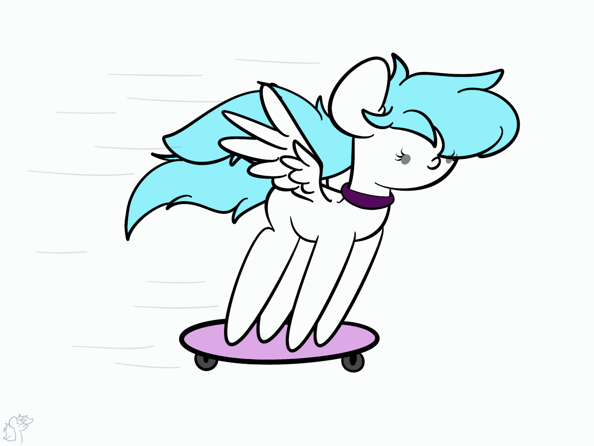 Size: 2000x1500 | Tagged: safe, artist:kimjoman, oc, oc only, species:pegasus, species:pony, animated, commission, female, riding, skateboard, skateboarding, solo, spread wings, wings, ych result, your character here
