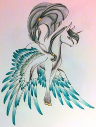 Size: 1024x1345 | Tagged: safe, artist:oneiria-fylakas, oc, oc only, species:alicorn, species:pony, braham, multiple wings, original species, seraph, seraphicorn, simple background, solo, traditional art, transparent background
