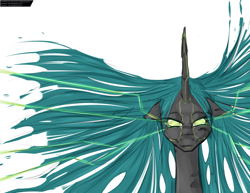 Size: 1024x792 | Tagged: safe, artist:longtailshort, character:queen chrysalis, species:changeling, changeling queen, female, looking at you, shodan, solo, system shock