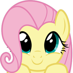 Size: 2400x2400 | Tagged: safe, alternate version, artist:cheezedoodle96, part of a set, character:fluttershy, species:pegasus, species:pony, .svg available, boop bait, bust, close-up, cute, female, hair over one eye, hooves on the table, looking at you, mare, peekaboo, peeking, portrait, shyabetes, simple background, smiling, solo, svg, this will end in boops, transparent background, vector, weapons-grade cute