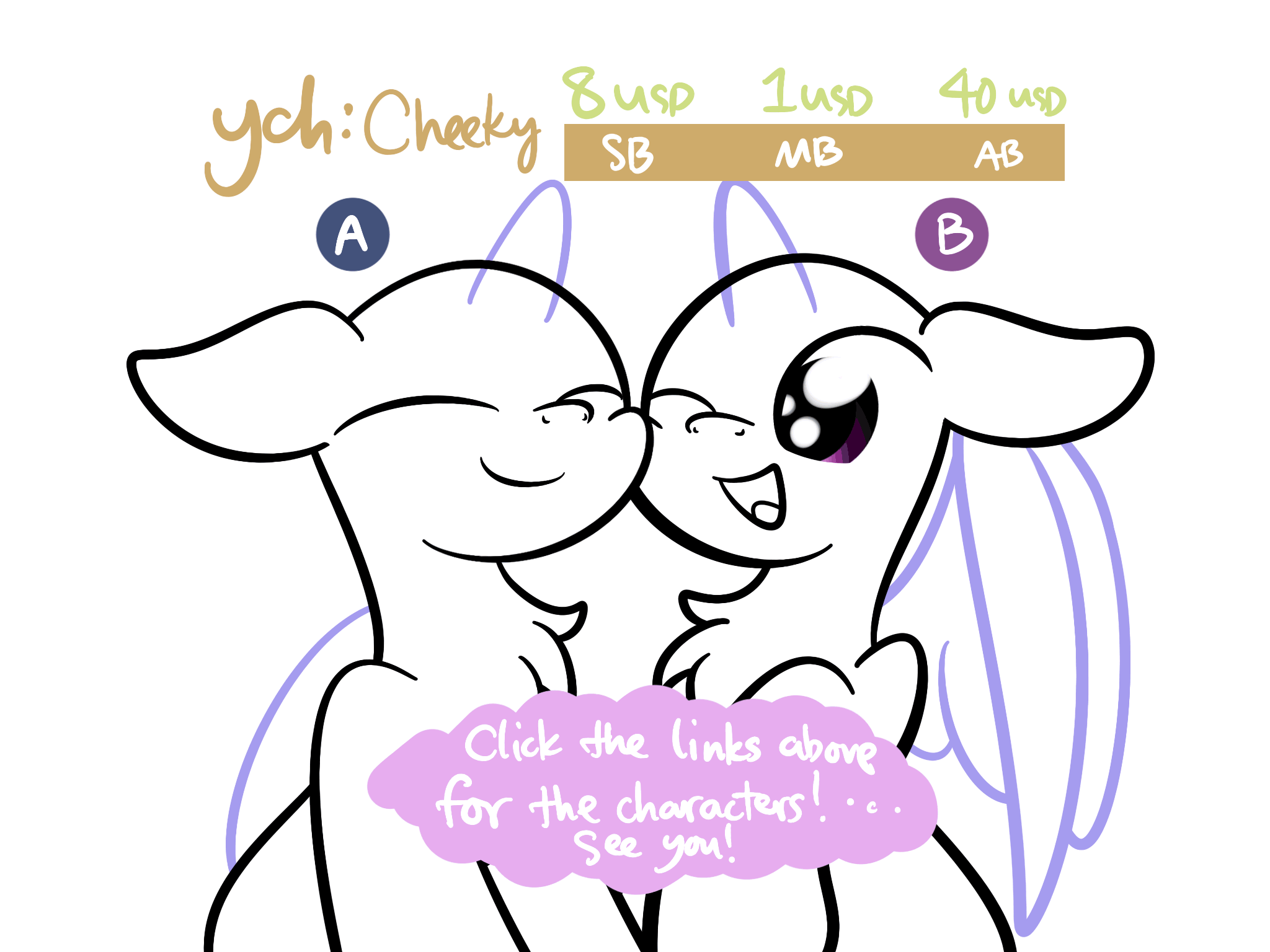 Size: 2048x1536 | Tagged: safe, artist:kimjoman, oc, oc only, oc:crescend cinnamon, oc:purple flix, animated, commission, eyes closed, gif, solo, text, ych example, your character here