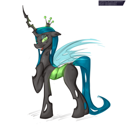 Size: 1024x1024 | Tagged: safe, artist:longtailshort, character:queen chrysalis, species:changeling, changeling queen, crown, female, jewelry, regalia, solo