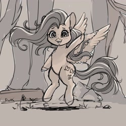 Size: 4000x4000 | Tagged: safe, artist:miokomata, character:fluttershy, species:pegasus, species:pony, cute, female, flying, freckles, freckleshy, mare, open mouth, shyabetes, sketch, waving
