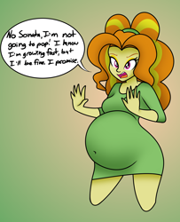 Size: 1816x2236 | Tagged: safe, artist:funble, artist:pacificside18, character:adagio dazzle, my little pony:equestria girls, adagio preggo, belly, belly button, big belly, clothing, dazzling, disguise, disguised siren, dress, female, hairband, pregnant, pregnant equestria girls, solo