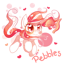 Size: 850x850 | Tagged: safe, artist:ipun, oc, oc only, oc:pebbles, species:pony, fish, heart eyes, solo, underwater, wingding eyes