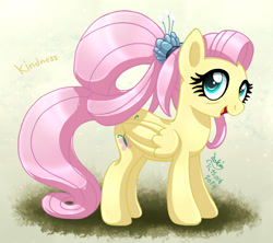 Size: 1203x1070 | Tagged: safe, artist:joakaha, character:fluttershy, species:pegasus, species:pony, episode:the last problem, g4, my little pony: friendship is magic, cute, female, happy, kindness, looking at you, older, older fluttershy, ponytail, shyabetes, solo