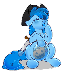 Size: 2540x2894 | Tagged: safe, artist:sugaryviolet, oc, oc only, oc:flowheart, candy, clothing, costume, eating, food, goo, goo pony, nom, original species, pirate, sword, weapon