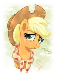 Size: 880x1200 | Tagged: safe, artist:joakaha, character:applejack, species:earth pony, species:pony, episode:the last problem, g4, my little pony: friendship is magic, bust, female, granny smith's scarf, mare, older, older applejack, portrait, smiling, solo