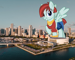 Size: 3344x2675 | Tagged: safe, artist:cheezedoodle96, character:valley glamour, species:pony, female, florida, giant pegasus, giant ponies in real life, giant pony, giantess, highrise ponies, irl, macro, miami, photo, ponies in real life