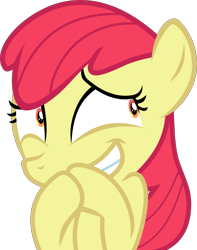 Size: 4185x5306 | Tagged: safe, artist:frownfactory, edit, editor:slayerbvc, character:apple bloom, species:earth pony, species:pony, episode:campfire tales, g4, my little pony: friendship is magic, accessory-less edit, excited, faec, female, filly, grin, happy, missing accessory, reaction image, simple background, smiling, solo, transparent background, vector, vector edit