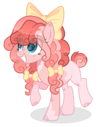 Size: 2093x2679 | Tagged: oc needed, safe, artist:lazuli, artist:sugaryicecreammlp, oc, oc only, parent:applejack, parent:pinkie pie, parents:applepie, species:earth pony, species:pony, bow, female, hair bow, magical lesbian spawn, mare, offspring, simple background, solo, transparent background