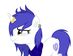 Size: 2173x1648 | Tagged: safe, artist:lazuli, artist:rioshi, artist:starshade, oc, oc only, oc:cobalt, species:pony, species:unicorn, ear piercing, earring, female, horn, horn ring, jewelry, mare, piercing, simple background, solo, white background