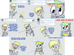 Size: 3006x2254 | Tagged: safe, artist:jitterbugjive, character:derpy hooves, species:pony, lovestruck derpy, ask, blushing, derp-i, female, robot, solo, tumblr