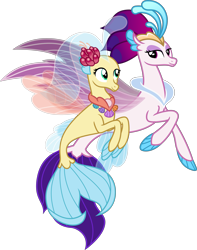 Size: 3963x5032 | Tagged: safe, artist:vector-brony, character:princess skystar, character:queen novo, species:seapony (g4), episode:the ending of the end, g4, my little pony: friendship is magic, my little pony: the movie (2017), duo, female, high res, mother and daughter, simple background, transparent background, vector