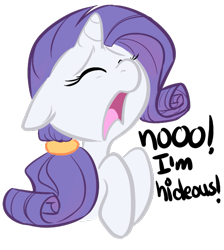 Size: 585x653 | Tagged: safe, artist:php27, character:rarity, species:pony, species:unicorn, alternate hairstyle, eyes closed, female, floppy ears, mare, ponytail, sad, solo