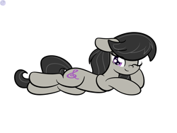 Size: 2048x1536 | Tagged: safe, artist:kimjoman, character:octavia melody, species:earth pony, species:pony, bedroom eyes, draw me like one of your french girls, female, looking at you, lying down, mare, one eye closed, simple background, solo, white background, wink