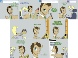 Size: 3006x2254 | Tagged: safe, artist:jitterbugjive, character:derpy hooves, character:doctor whooves, character:time turner, oc, oc:neosurgeon, species:pony, lovestruck derpy, comic, doctor who, error message, sonic screwdriver, tardis, the doctor