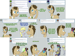 Size: 3006x2254 | Tagged: safe, artist:jitterbugjive, character:derpy hooves, character:doctor whooves, character:time turner, oc, oc:neosurgeon, species:pony, lovestruck derpy, doctor who, error message, sonic screwdriver, tardis, the doctor, tied up