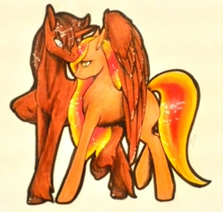 Size: 1024x972 | Tagged: safe, artist:oneiria-fylakas, oc, oc only, oc:blaze, oc:courageous heart, species:alicorn, species:earth pony, species:pony, female, hug, male, mare, stallion, traditional art, winghug