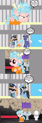 Size: 1366x3910 | Tagged: safe, artist:cheezedoodle96, artist:hendro107, artist:kayman13, artist:sinkbon, artist:troyjr24, edit, character:copper top, character:cozy glow, oc, oc:blue fuzz, oc:piptony, species:pegasus, species:pony, angry, bars, bed, cell, clothing, comic, cozy glow is not amused, cozybuse, dialogue, door, female, filly, glasses, hallway, krabby road, night, police, police officer, police uniform, prison, prison outfit, sad, sink, speech bubble, spongebob squarepants, sunglasses, toilet, vector, vector edit, window