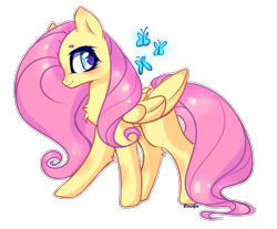 Size: 3330x2755 | Tagged: safe, artist:lazuli, character:fluttershy, species:pegasus, species:pony, butterfly, chest fluff, cute, cutie mark, female, folded wings, heart eyes, high res, leg fluff, looking at something, mare, profile, shyabetes, simple background, solo, transparent background, white outline, wingding eyes, wings