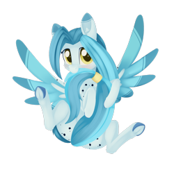 Size: 1024x1002 | Tagged: safe, artist:dusthiel, oc, oc only, species:pegasus, species:pony, blushing, covering, ear fluff, female, looking at you, mare, simple background, solo, tail covering, tail ring, transparent background, underhoof