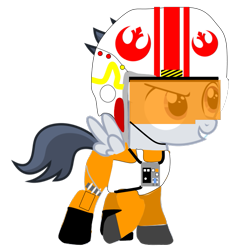 Size: 713x720 | Tagged: safe, artist:frownfactory, artist:jawsandgumballfan24, edit, character:rumble, species:pegasus, species:pony, clothing, colt, cosplay, costume, crossover, foal, luke skywalker, male, rebel alliance, solo, star wars, x-wing pilot