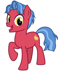 Size: 2800x3200 | Tagged: safe, alternate version, artist:cheezedoodle96, character:biscuit, species:earth pony, species:pony, episode:growing up is hard to do, g4, my little pony: friendship is magic, .svg available, happy, looking at you, male, missing accessory, open mouth, raised hoof, simple background, smiling, solo, svg, teenager, transparent background, vector