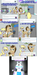 Size: 1502x3006 | Tagged: safe, artist:jitterbugjive, character:derpy hooves, character:doctor whooves, character:time turner, species:pony, lovestruck derpy, dalek, doctor who, food, muffin, sonic screwdriver, the doctor