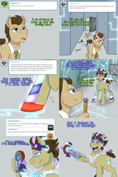 Size: 1502x2254 | Tagged: safe, artist:jitterbugjive, character:derpy hooves, character:doctor whooves, character:time turner, oc, oc:neosurgeon, species:pony, lovestruck derpy, crossover, doctor who, sonic screwdriver, the doctor