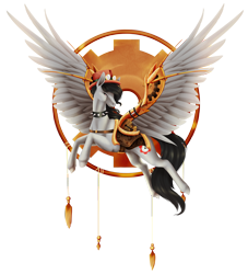 Size: 1024x1129 | Tagged: safe, artist:oneiria-fylakas, oc, oc:iron skull, species:pegasus, species:pony, clothing, collar, female, goggles, hat, mare, saddle, simple background, solo, spiked collar, tack, transparent background, wing guards