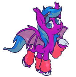 Size: 1280x1296 | Tagged: safe, artist:dawnfire, oc, oc only, species:bat pony, species:pony, bat pony oc, blushing, fangs, female, freckles, leg warmers, looking at you, mare, simple background, solo, transparent background, unshorn fetlocks