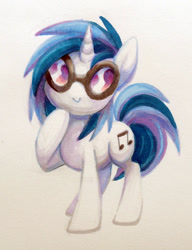 Size: 600x781 | Tagged: safe, artist:dawnfire, character:dj pon-3, character:vinyl scratch, species:pony, species:unicorn, c:, cute, female, smiling, solo, vinylbetes